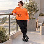 Shirt in Orange mit Rundhalsausschnitt 7/8-Arm und aufgesetzten Taschen aus Stretchjersey