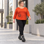 Shirt in Orange aus weichem Stretchjersey mit gerundetem Saum und aufgesetzten Taschen