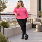 Rundhalsshirt in Pink aus weichem Stretchjersey mit 7/8-Arm und gerundeter Schnittform