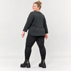 Schwarzes Basic Shirt aus weichem Stretchjersey mit Rundhalsausschnitt und 7/8-Arm