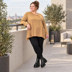 Langarmshirt in Camel mit weiter A-Linie aus weichem Stretchjersey für Alltagslooks