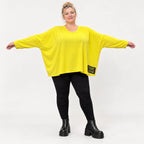 Langarmshirt in Gelb aus weichem Stretchjersey mit V-Ausschnitt und kastiger Passform