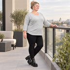 Langarmshirt in Grau/Schwarz aus weichem Flauschgarn mit Rundhalsausschnitt und Taschen