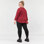 Langarmshirt aus flauschigem Feinstrick in Rot/Weiß mit Rundhalsausschnitt und Taschen