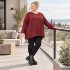 Flauschiges Feinstrickshirt in Rot/Braun mit Rundhalsausschnitt und fließender A-Linie