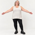 Ärmelloses Basic Top aus weichem Modal mit Stretch in Beige mit seitlichen Schlitzen