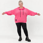 Hoodie in leuchtendem Pink aus weichem Stretchjersey mit Kapuze und gerader Schnittform