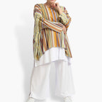 A-Form Bigshirt von AKH Fashion aus Materialmix, 1078.07552, Cognac, Streifen, Schick
