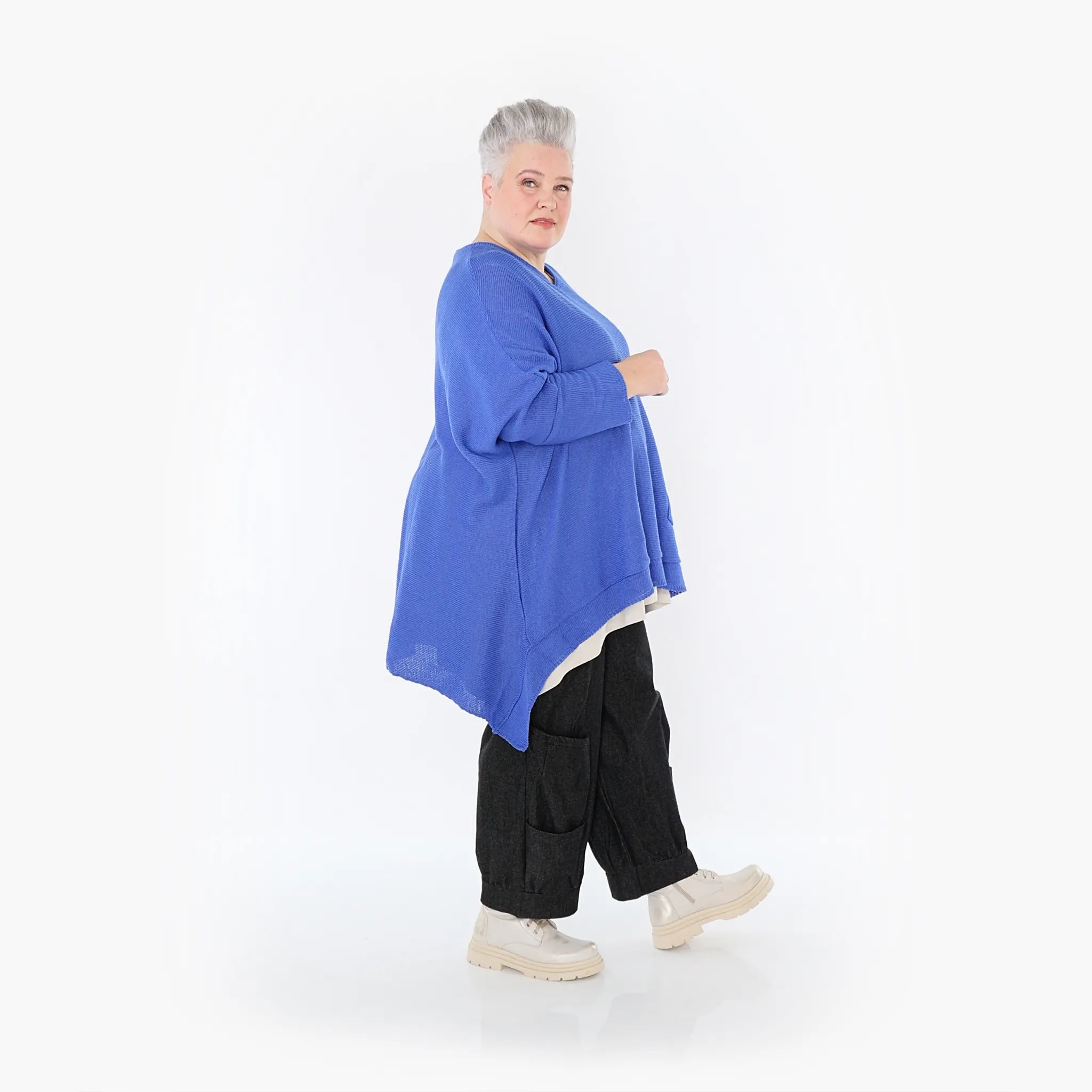  A-Form Bigshirt von AKH Fashion aus Baumwolle, 1110.02307, Royalblau, Ausgefallen, Zeitlos