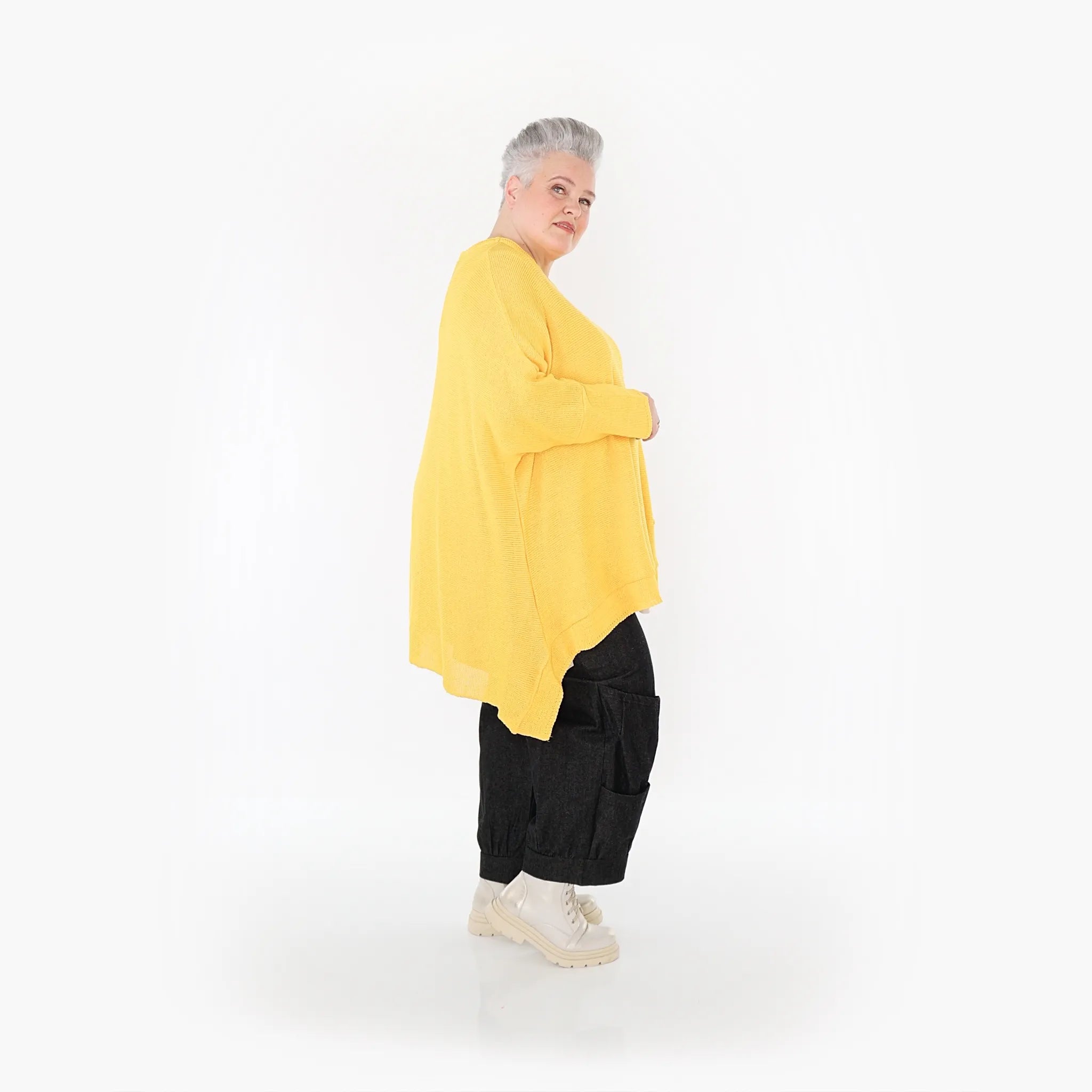  A-Form Bigshirt von AKH Fashion aus Baumwolle, 1110.02307, Gelb, Ausgefallen, Zeitlos, Schick