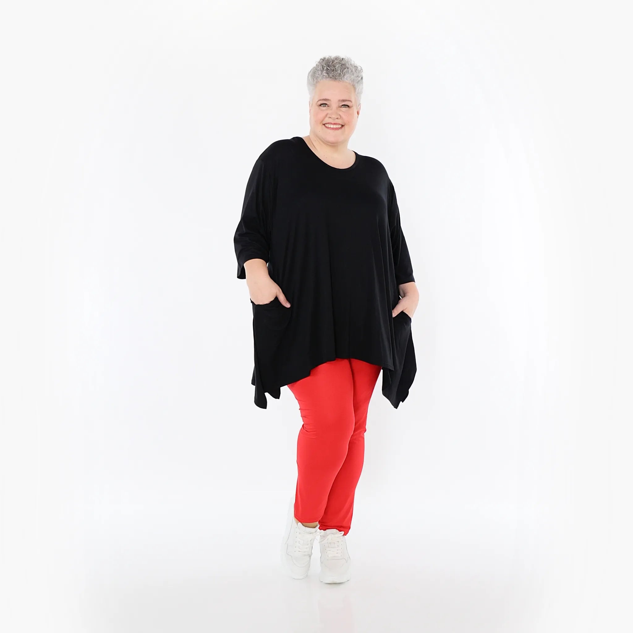  A-Form Bigshirt von AKH Fashion aus Viskose, 1233.01019, Schwarz, Ausgefallen, Zeitlos