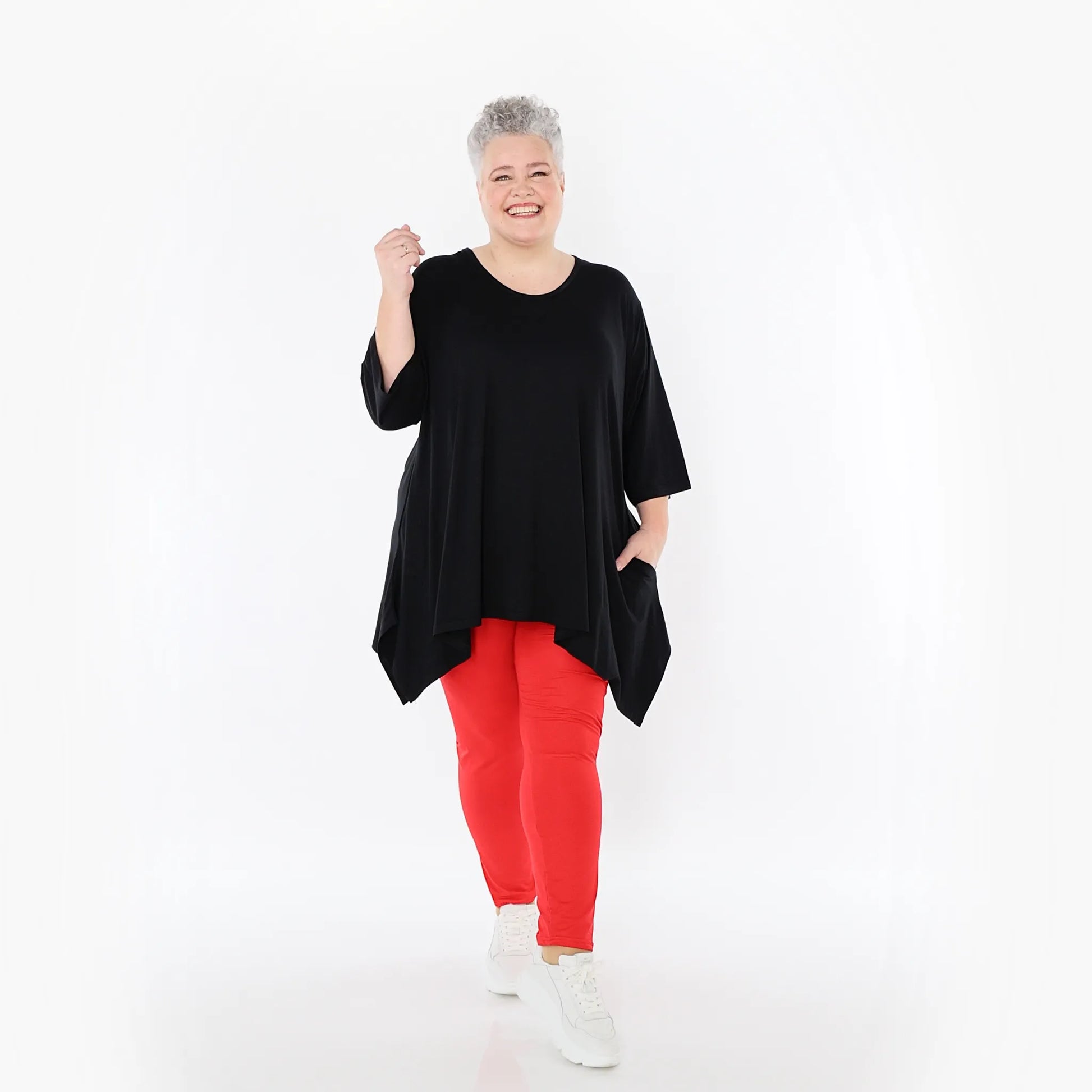  A-Form Bigshirt von AKH Fashion aus Viskose, 1233.01019, Schwarz, Ausgefallen, Zeitlos