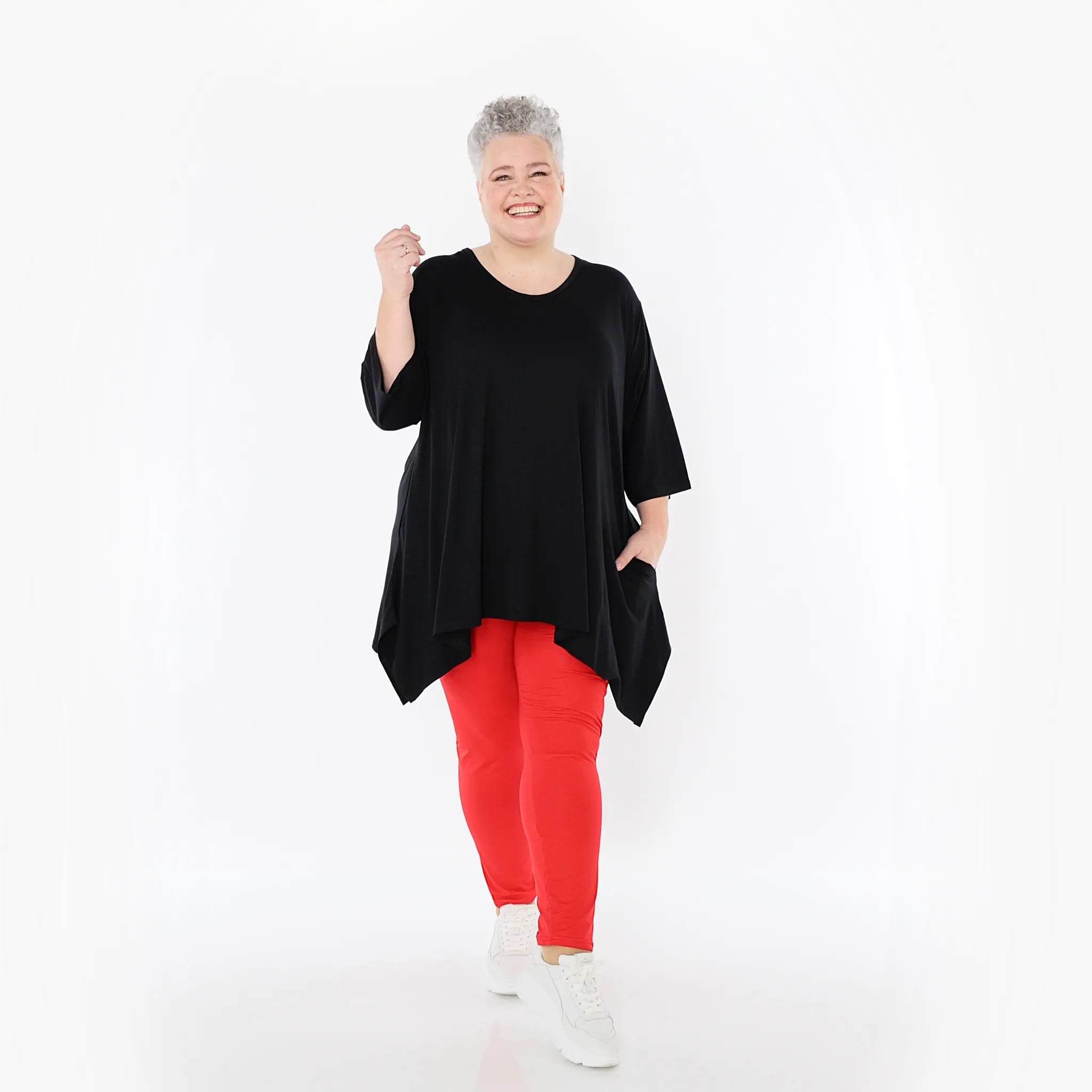  A-Form Bigshirt von AKH Fashion aus Viskose, 1233.01019, Schwarz, Ausgefallen, Zeitlos