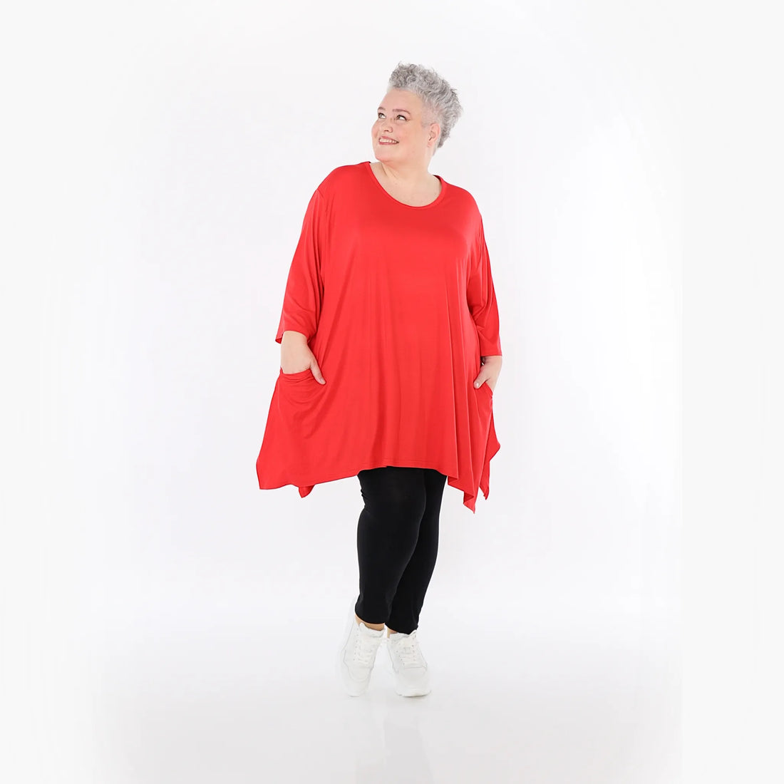  A-Form Bigshirt von AKH Fashion aus Viskose, 1233.01019, Rot, Ausgefallen, Zeitlos, Schick