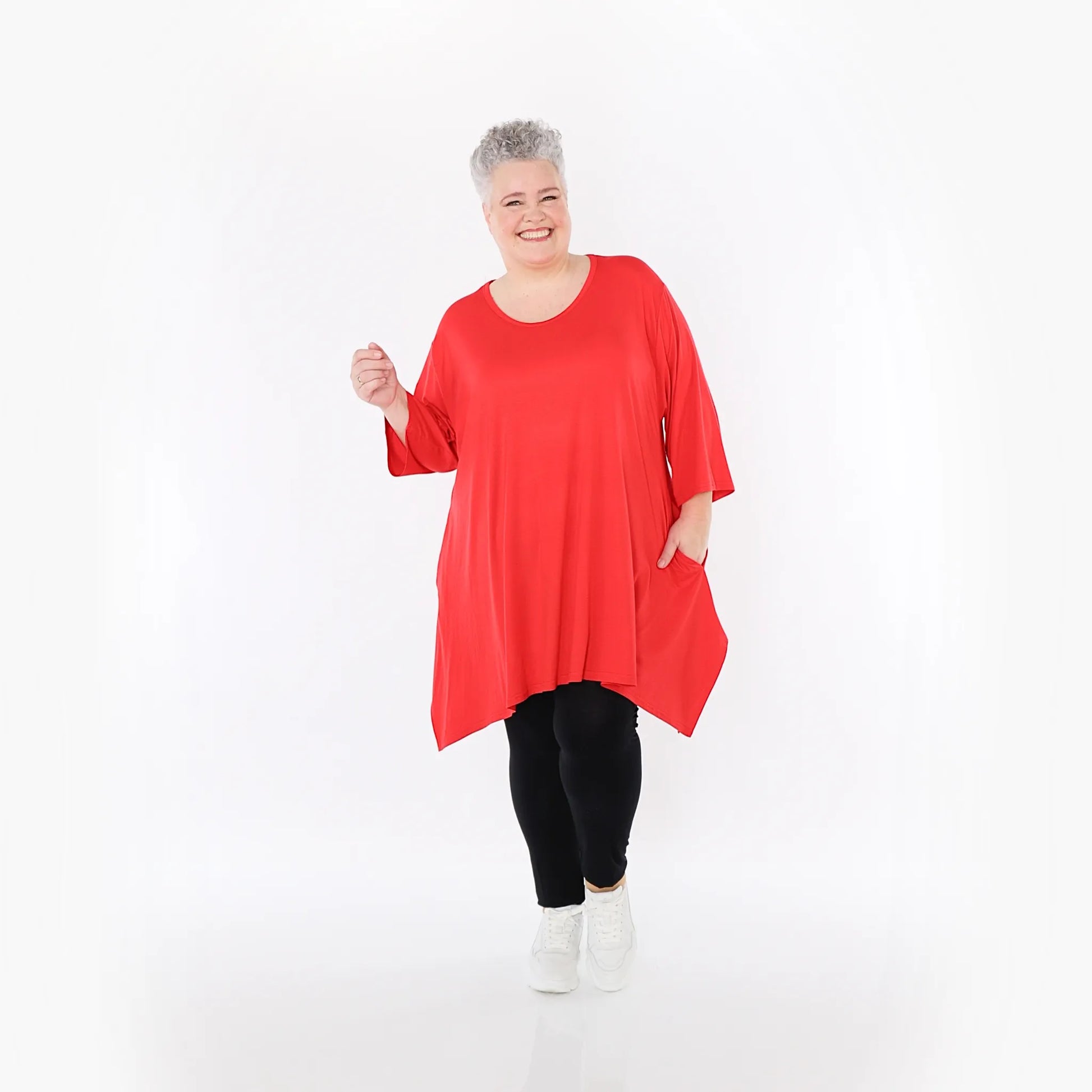  A-Form Bigshirt von AKH Fashion aus Viskose, 1233.01019, Rot, Ausgefallen, Zeitlos, Schick