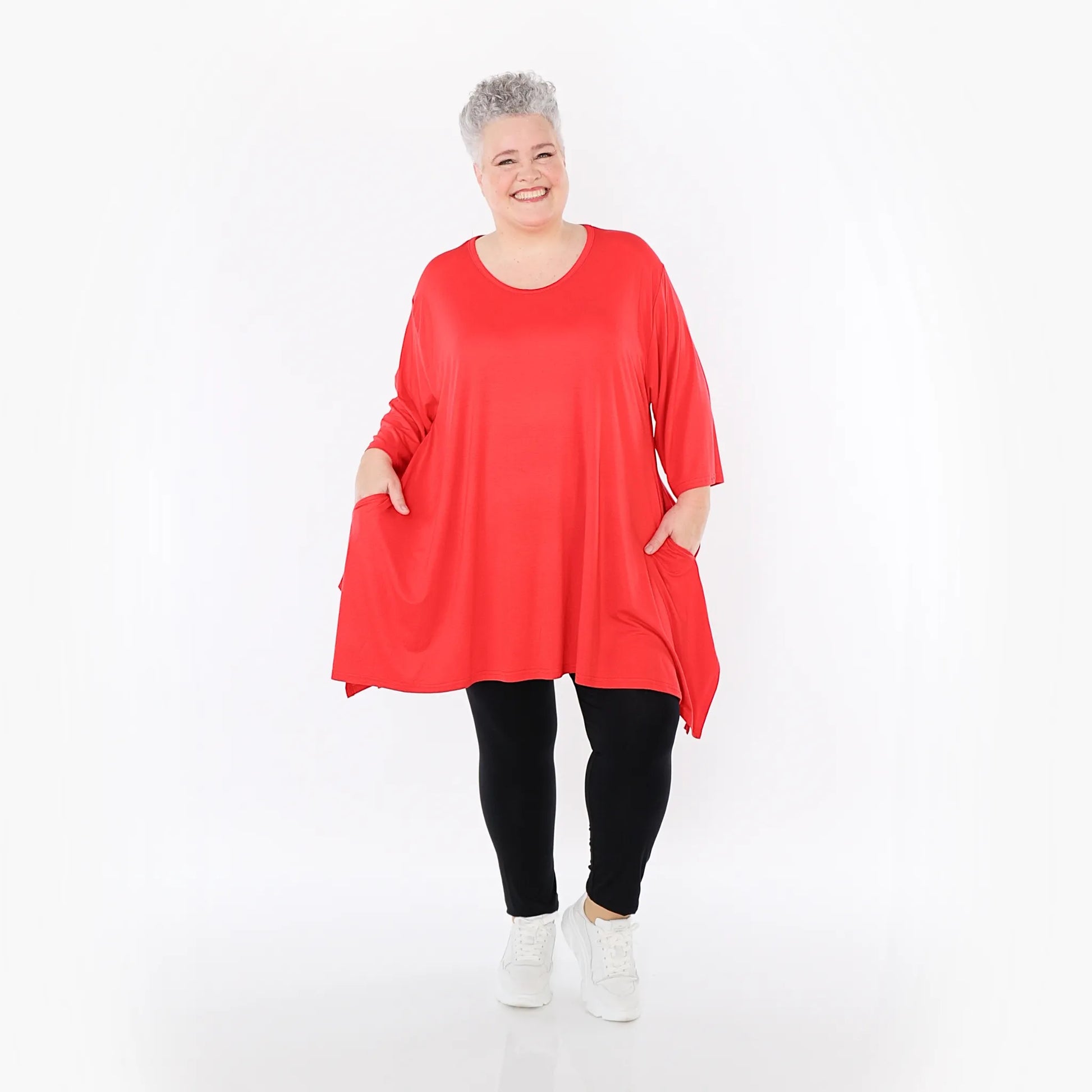  A-Form Bigshirt von AKH Fashion aus Viskose, 1233.01019, Rot, Ausgefallen, Zeitlos, Schick