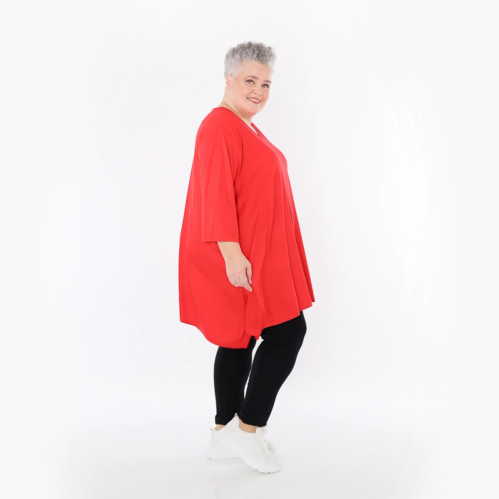  A-Form Bigshirt von AKH Fashion aus Viskose, 1233.01019, Rot, Ausgefallen, Zeitlos, Schick