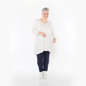  A-Form Bigshirt von AKH Fashion aus Viskose, 1233.01019, Weiß, Ausgefallen, Zeitlos, Schick