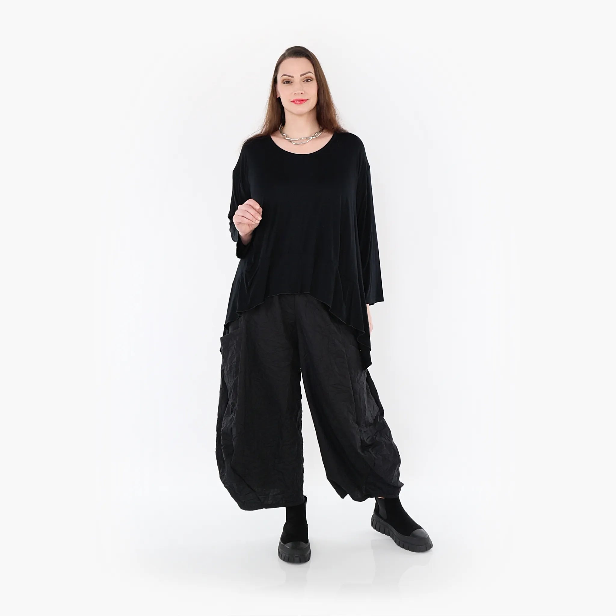  A-Form Bigshirt von AKH Fashion aus Viskose, 1233.01078, Schwarz, Schick, Modern, Bequem