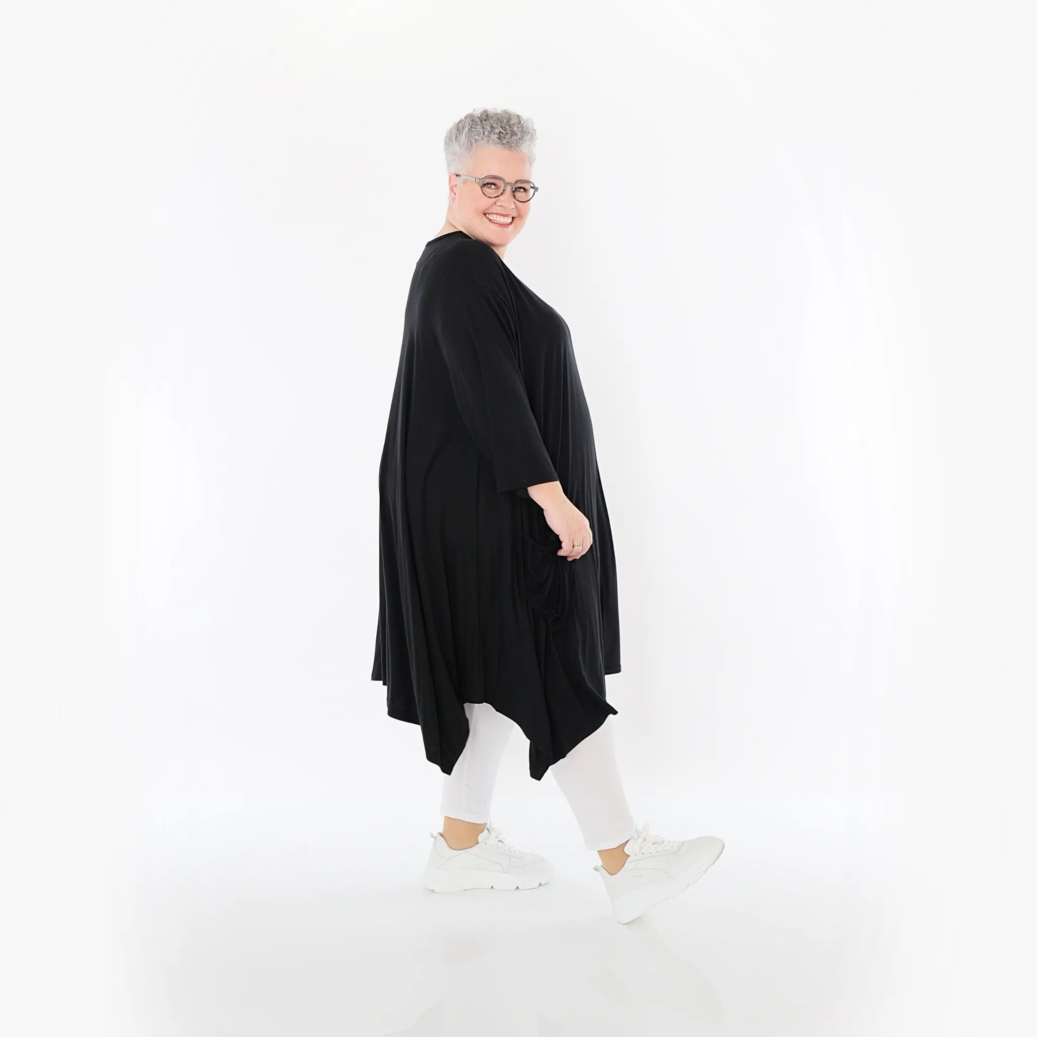  A-Form Bigshirt von AKH Fashion aus Viskose, 1233.02030, Schwarz, Ausgefallen, Zeitlos