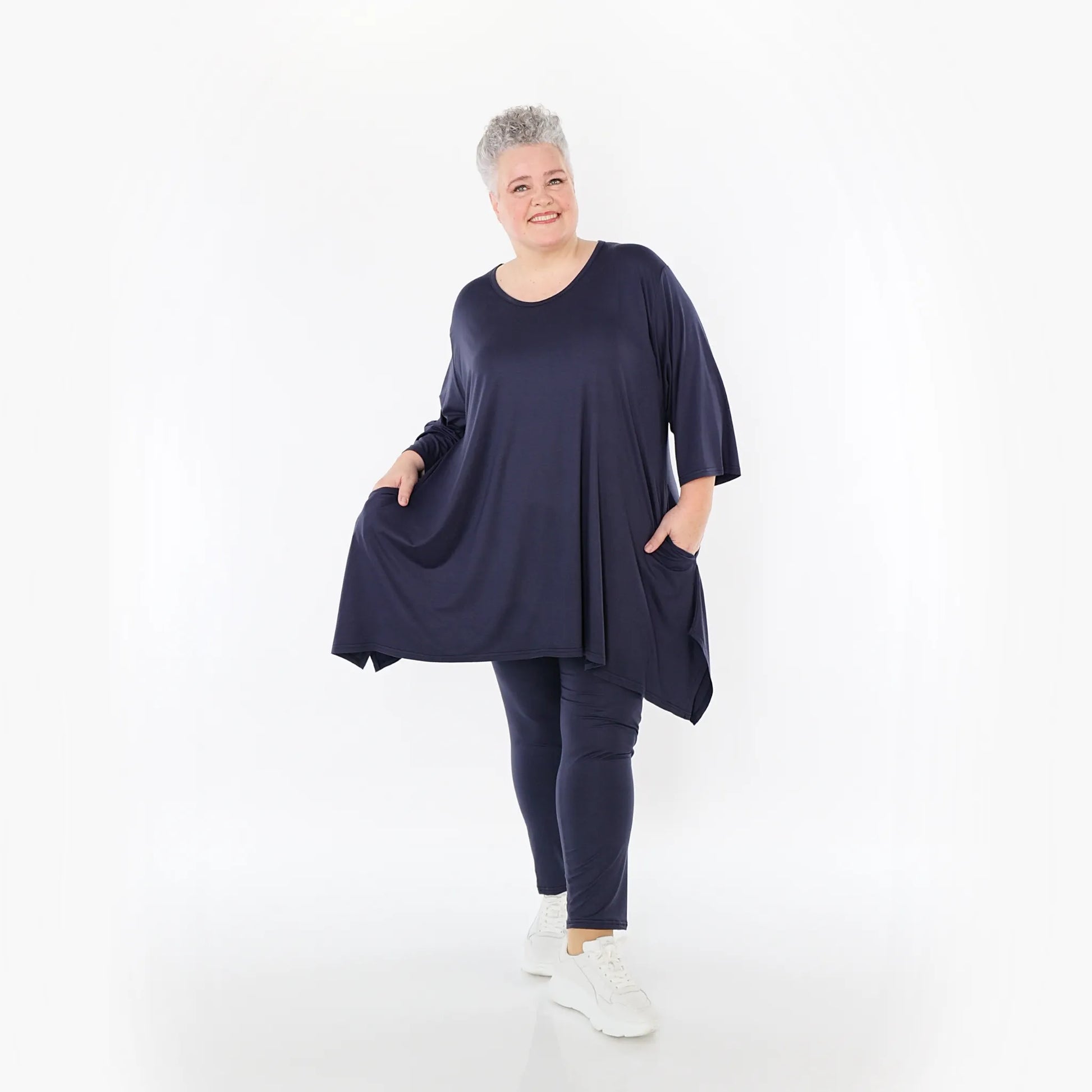  AKH Fashion Leggings in gerader Form, aus Viskose, 1233.0P100, Marine, Ausgefallen, Schick
