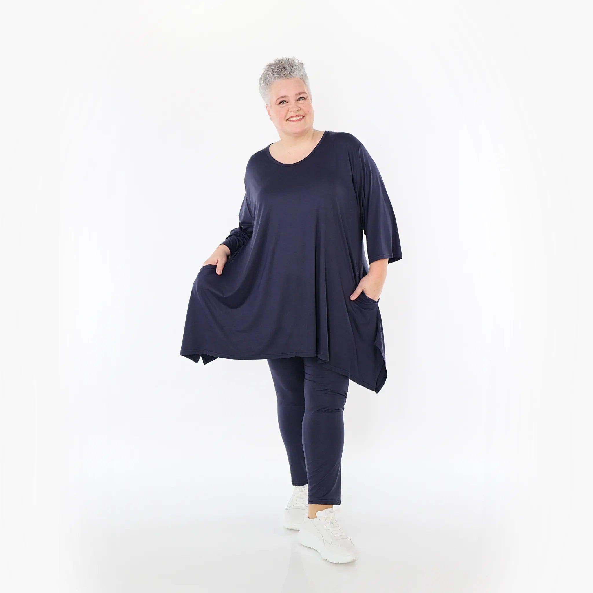  AKH Fashion Leggings in gerader Form, aus Viskose, 1233.0P100, Marine, Ausgefallen, Schick