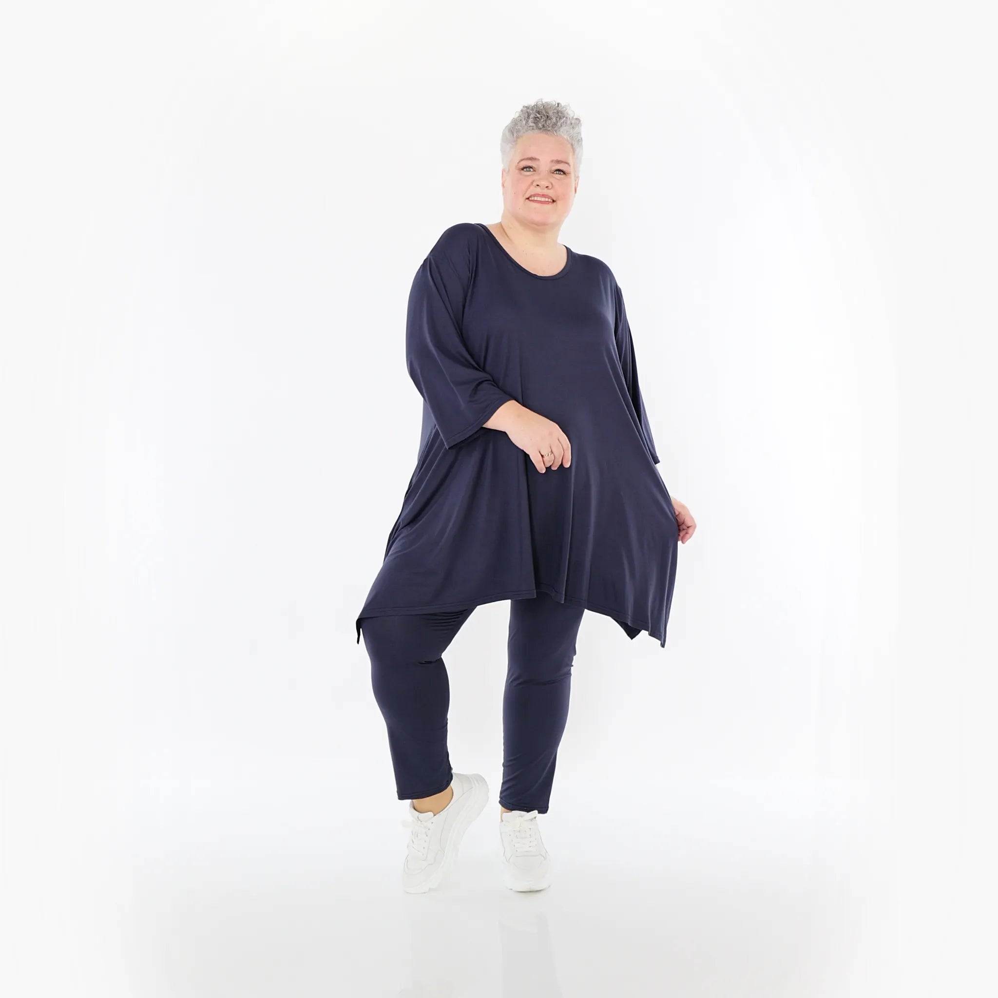  AKH Fashion Leggings in gerader Form, aus Viskose, 1233.0P100, Marine, Ausgefallen, Schick