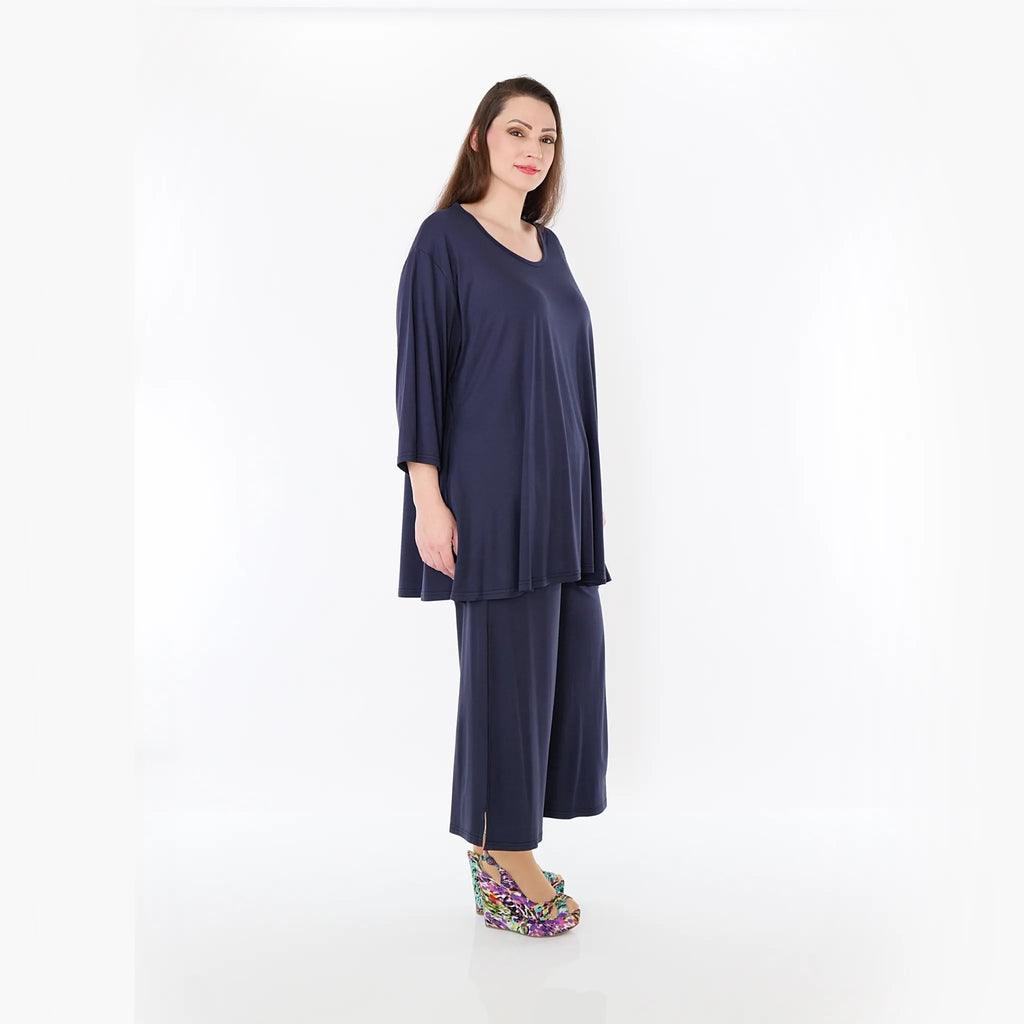  AKH Fashion Bigshirt in Glocken-Form, aus Viskose, 1233.01892, Marine, Ausgefallen, Zeitlos