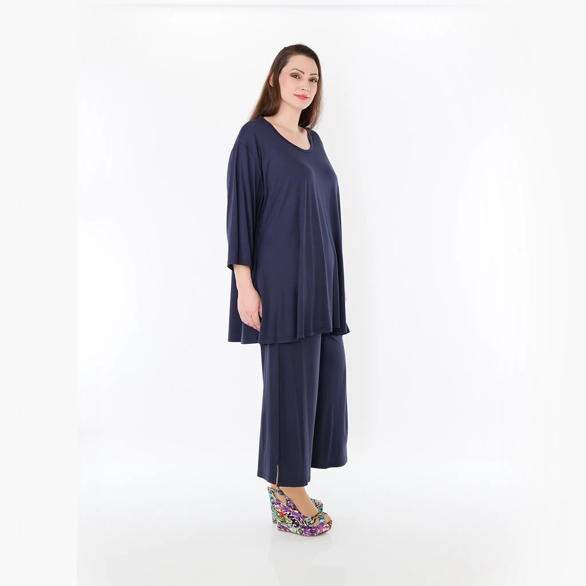  AKH Fashion Bigshirt in Glocken-Form, aus Viskose, 1233.01892, Marine, Ausgefallen, Zeitlos