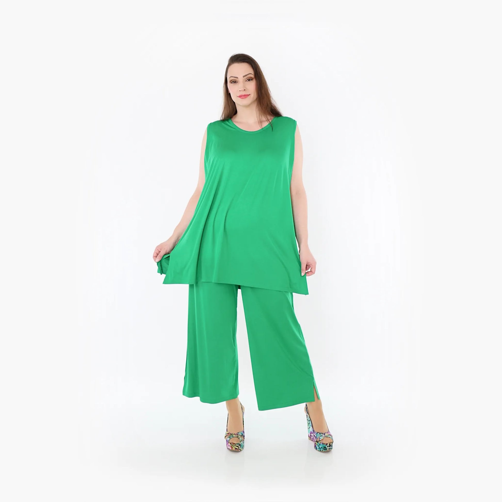  AKH Fashion Hose in gerader Form, aus Viskose, 1233.00225, Grün, Ausgefallen, Zeitlos