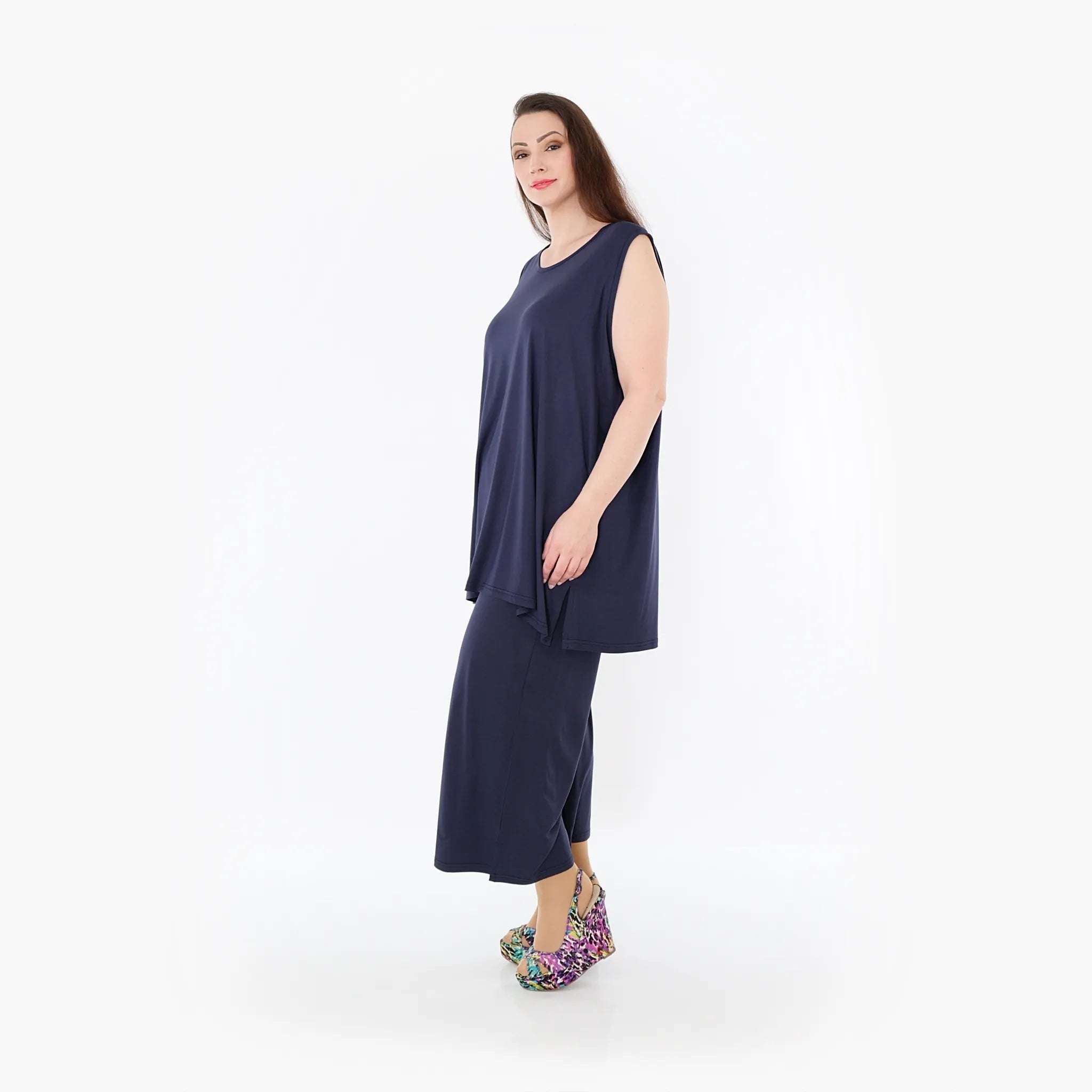  AKH Fashion Hose in gerader Form, aus Viskose, 1233.00225, Marine, Ausgefallen, Zeitlos