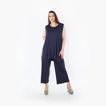  AKH Fashion Hose in gerader Form, aus Viskose, 1233.00225, Marine, Ausgefallen, Zeitlos