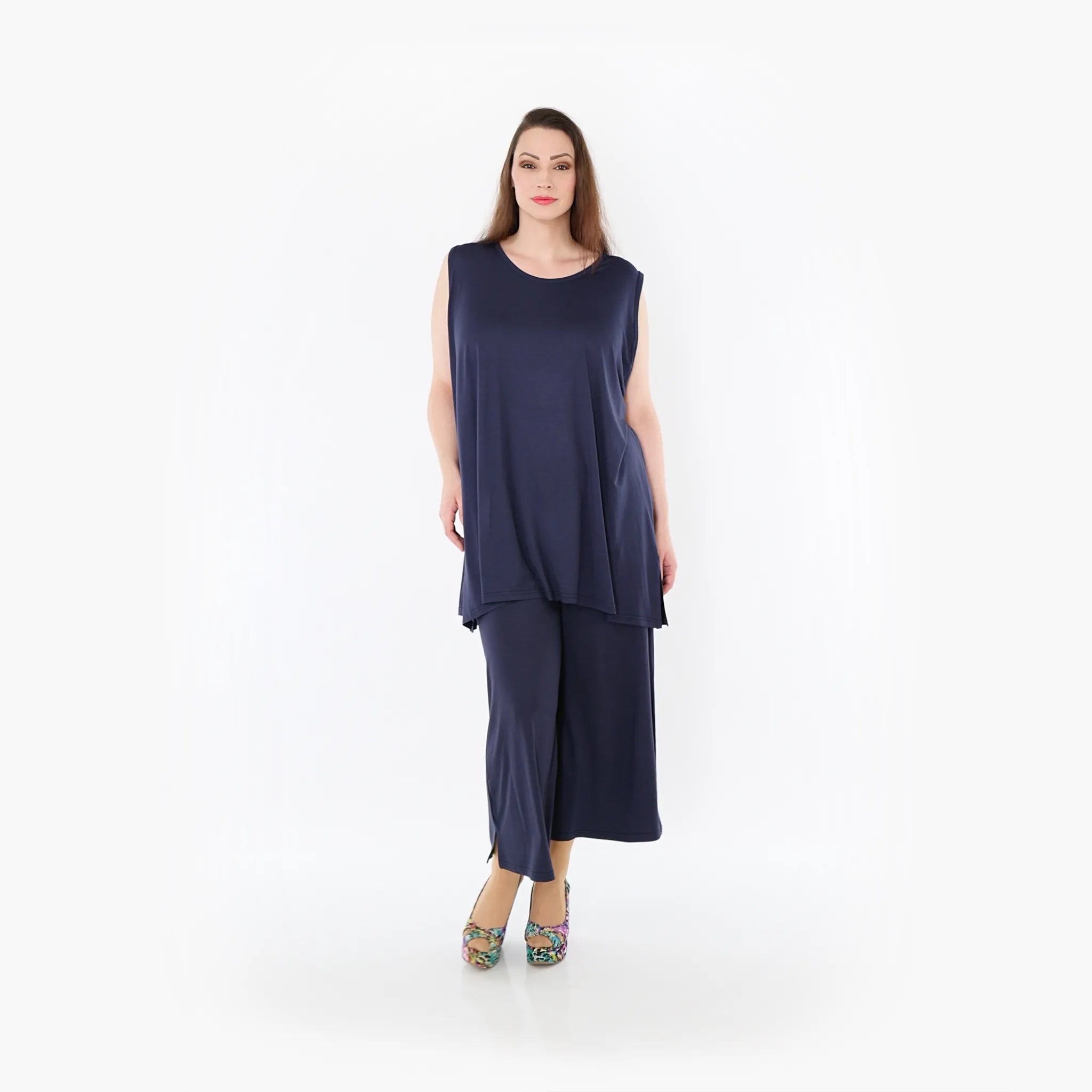  AKH Fashion Hose in gerader Form, aus Viskose, 1233.00225, Marine, Ausgefallen, Zeitlos