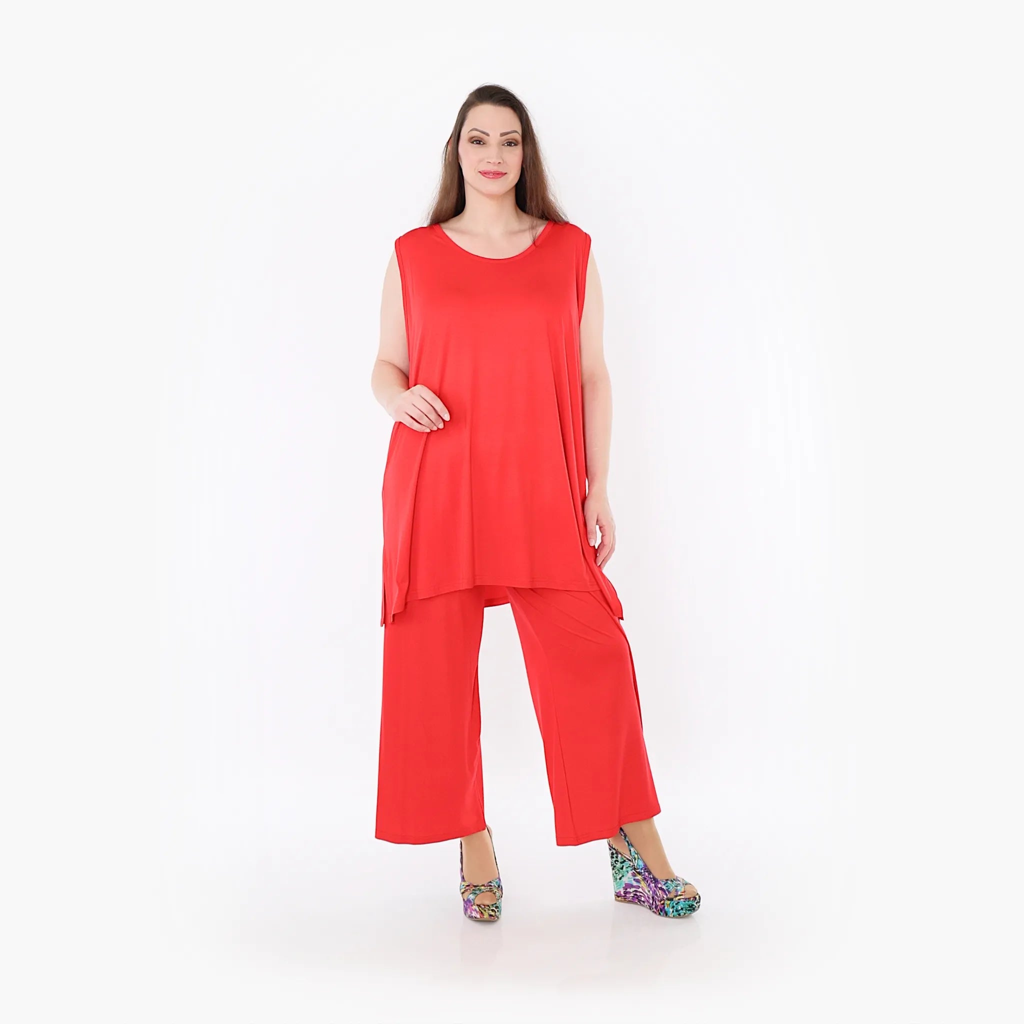  AKH Fashion Hose in gerader Form, aus Viskose, 1233.00225, Rot, Ausgefallen, Zeitlos