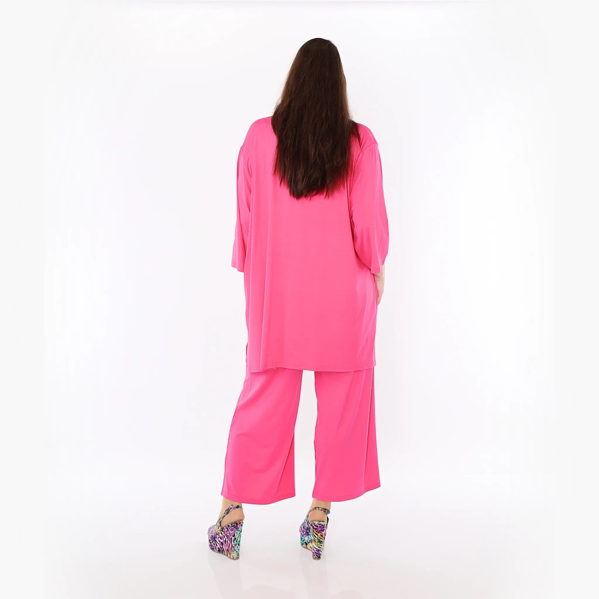  AKH Fashion Bigshirt in gerader Form, aus Viskose, 1233.07054, Fuchsia, Ausgefallen, Zeitlos