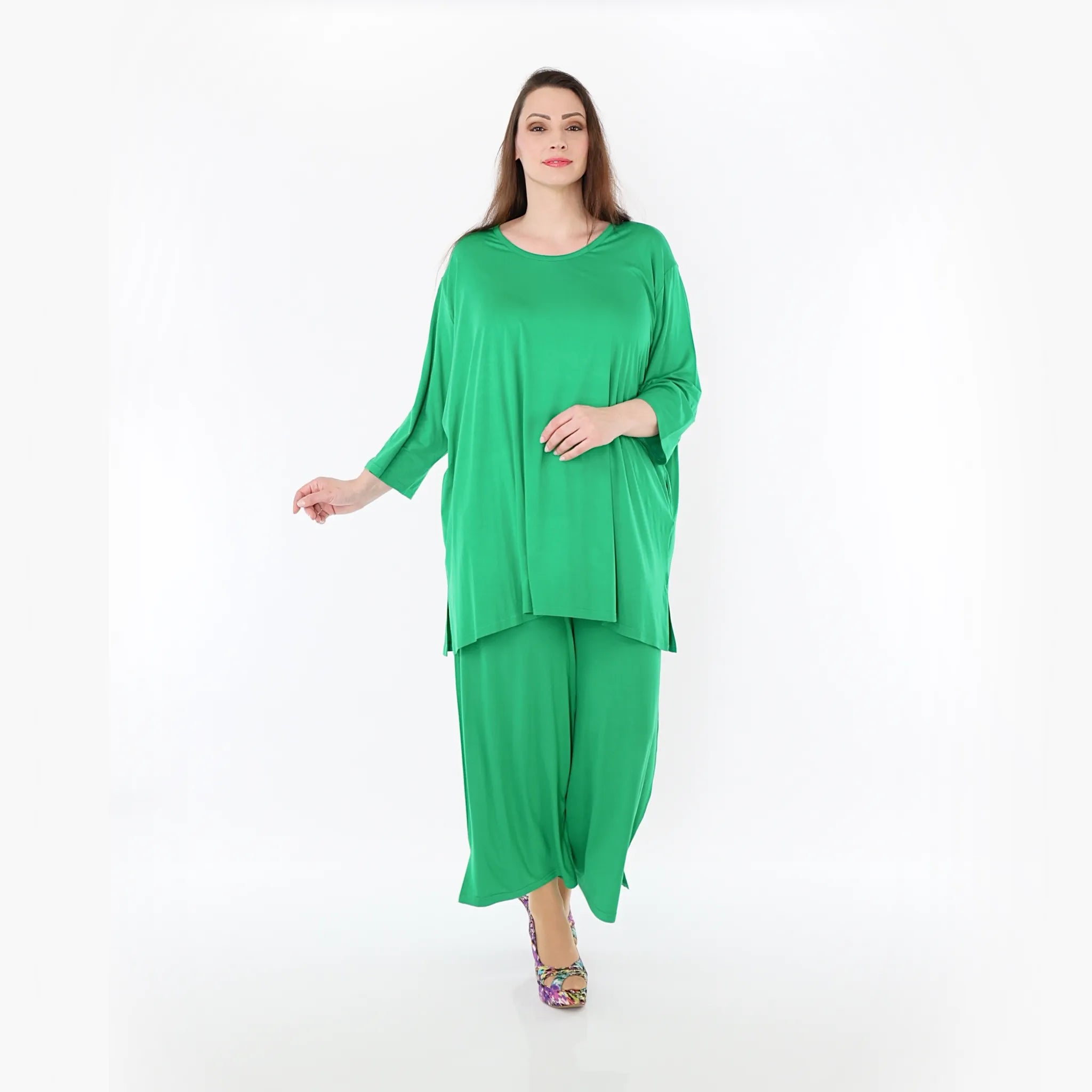  AKH Fashion Bigshirt in gerader Form, aus Viskose, 1233.07054, Grün, Ausgefallen, Zeitlos