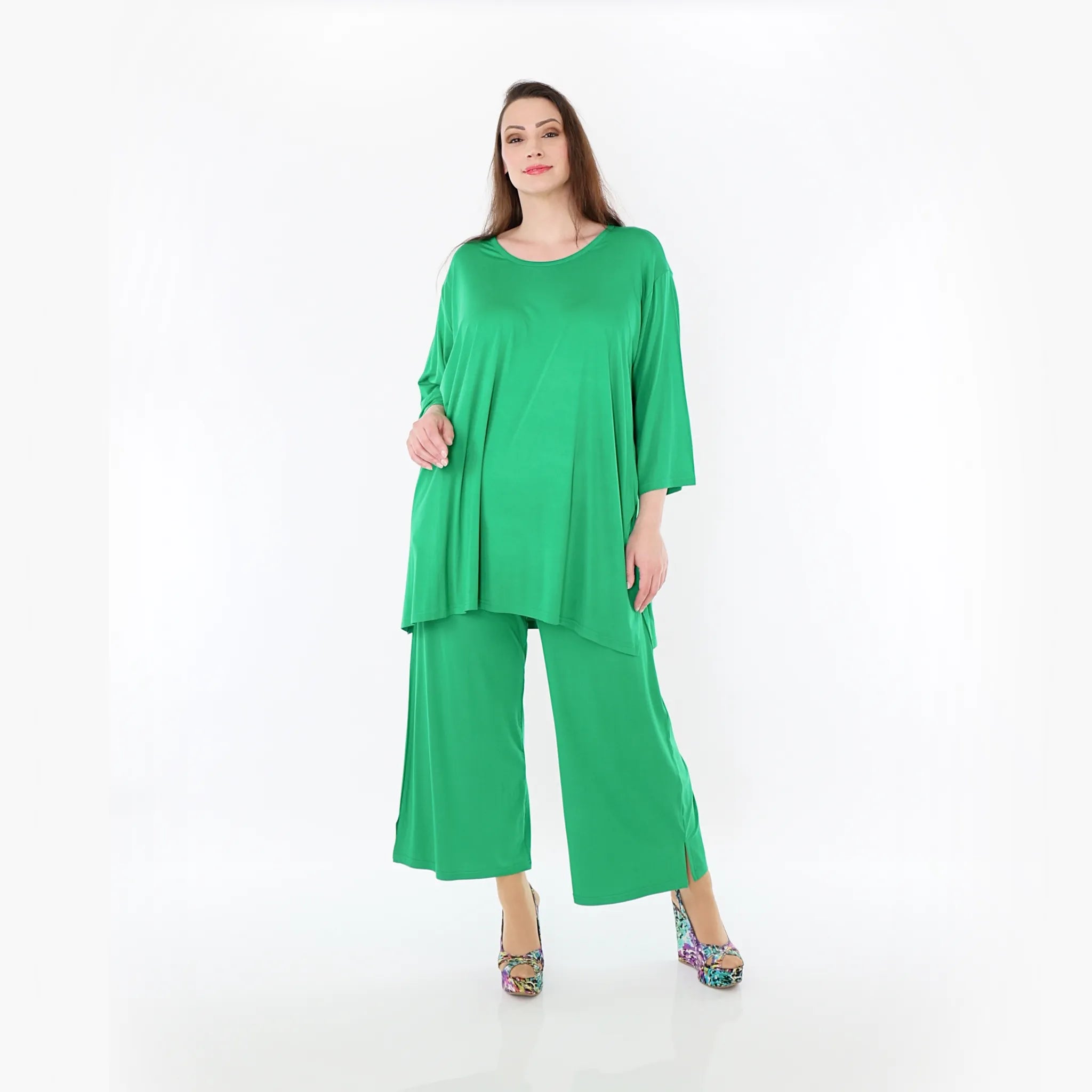  AKH Fashion Bigshirt in gerader Form, aus Viskose, 1233.07054, Grün, Ausgefallen, Zeitlos