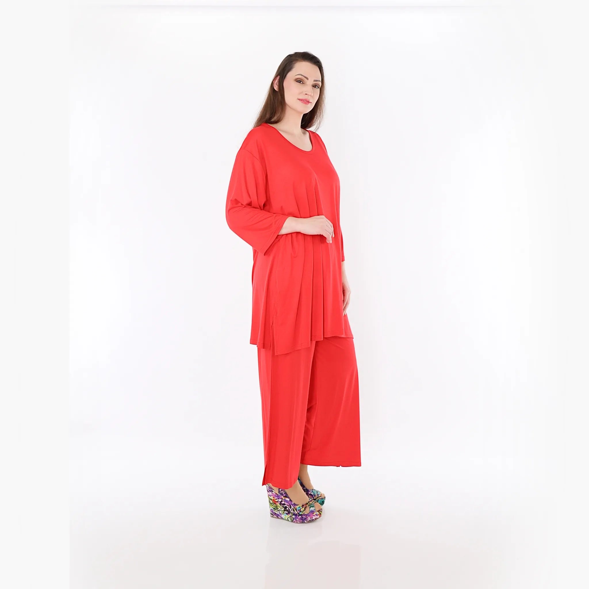  AKH Fashion Bigshirt in gerader Form, aus Viskose, 1233.07054, Rot, Ausgefallen, Zeitlos