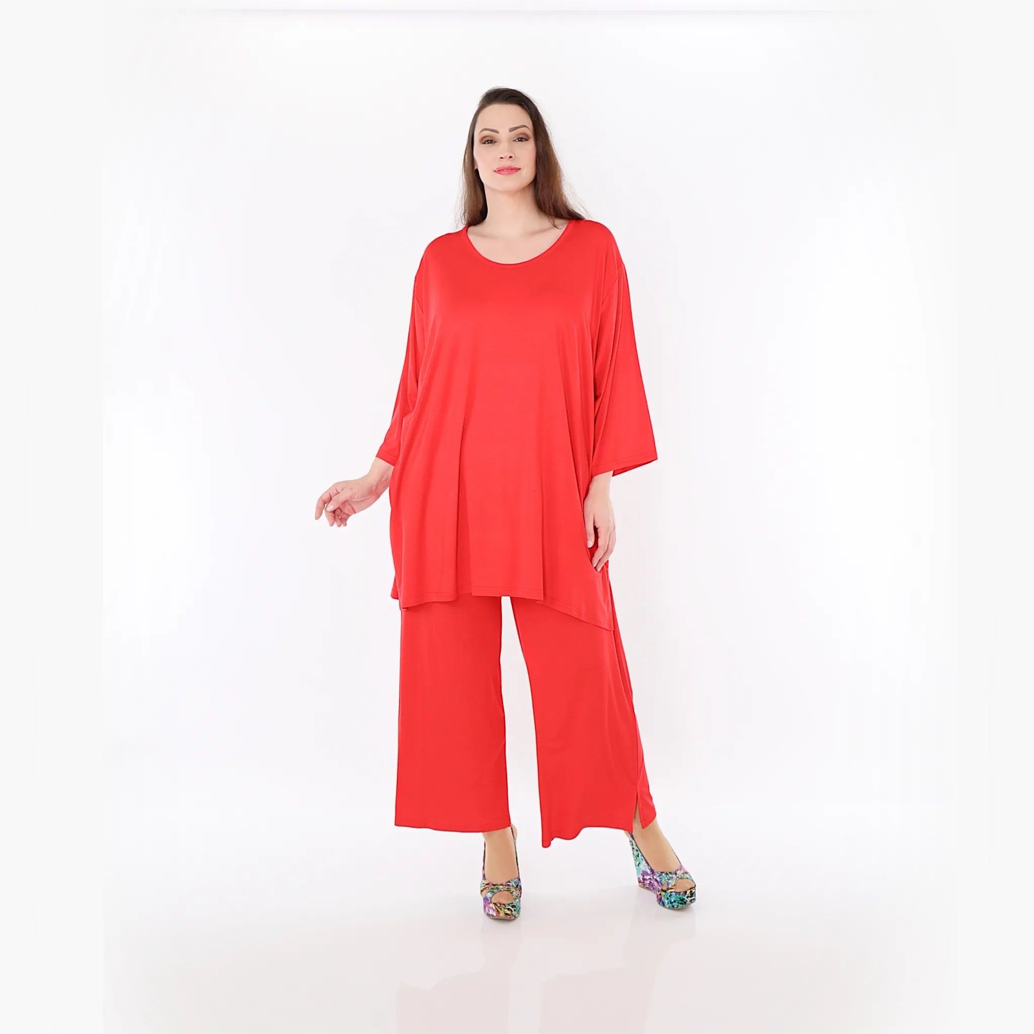  AKH Fashion Bigshirt in gerader Form, aus Viskose, 1233.07054, Rot, Ausgefallen, Zeitlos