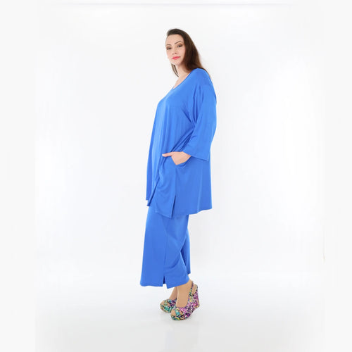  AKH Fashion Bigshirt in gerader Form, aus Viskose, 1233.07054, Royalblau, Ausgefallen, Schick