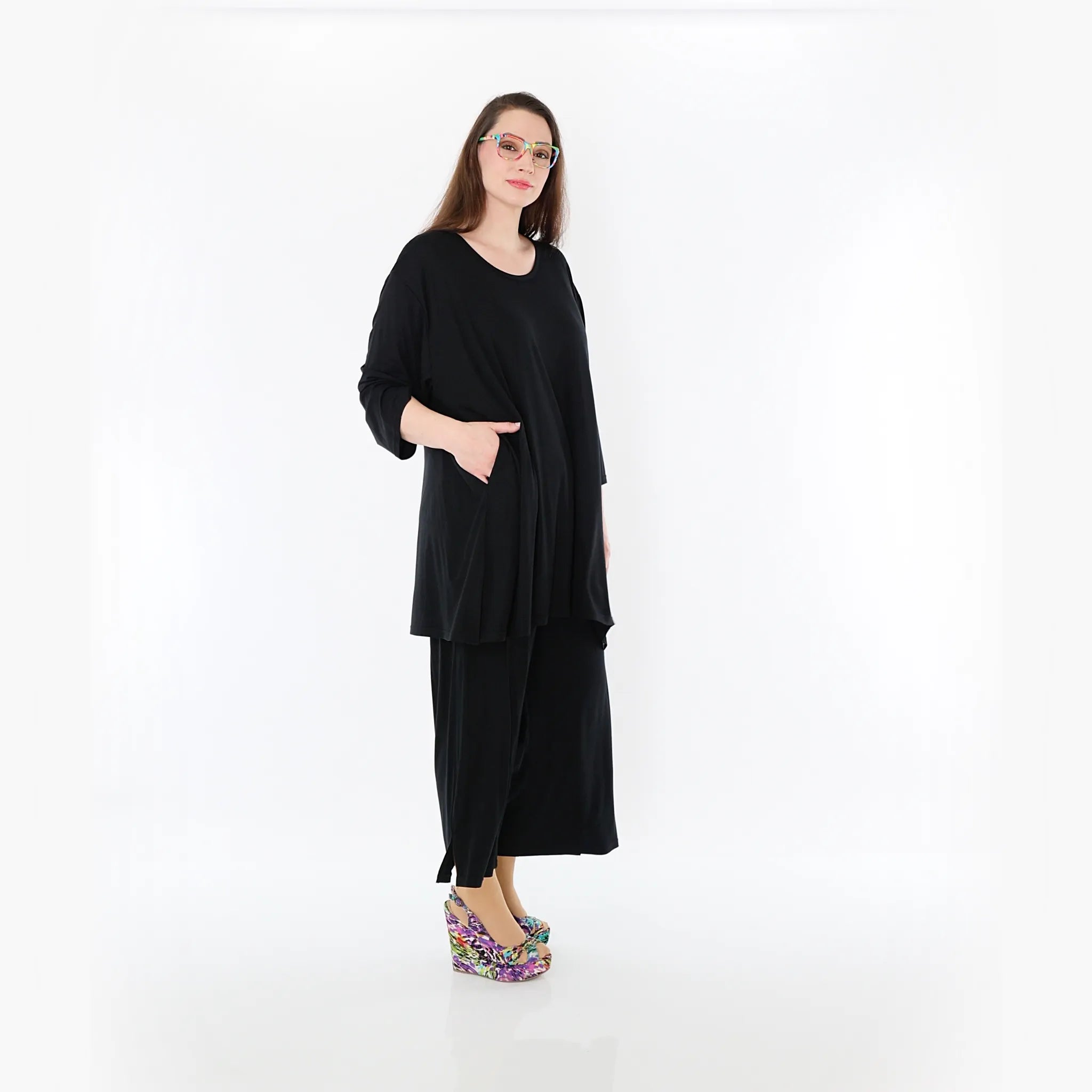  AKH Fashion Bigshirt in gerader Form, aus Viskose, 1233.07054, Schwarz, Ausgefallen, Zeitlos