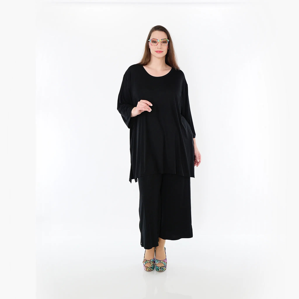  AKH Fashion Bigshirt in gerader Form, aus Viskose, 1233.07054, Schwarz, Ausgefallen, Zeitlos
