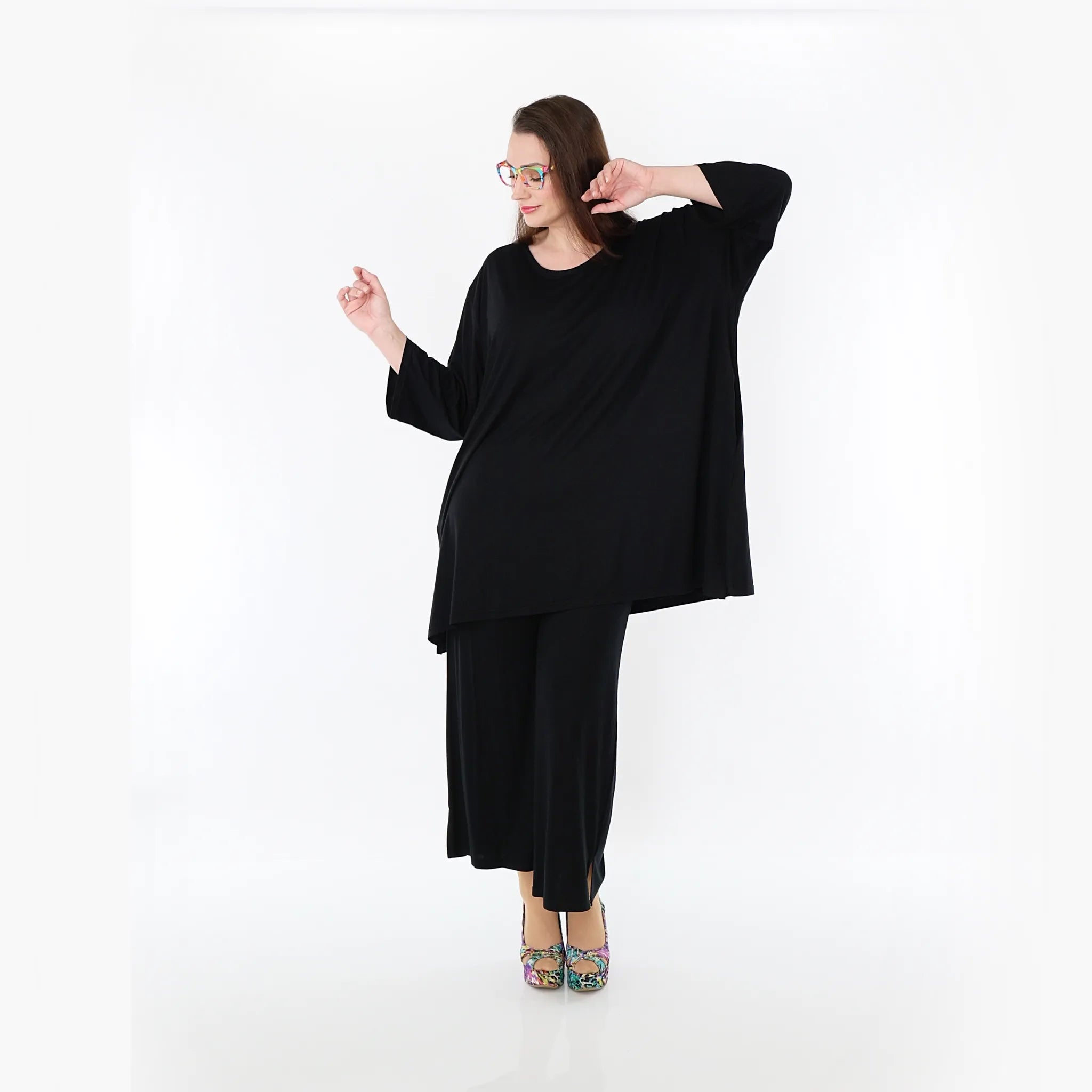  AKH Fashion Bigshirt in gerader Form, aus Viskose, 1233.07054, Schwarz, Ausgefallen, Zeitlos