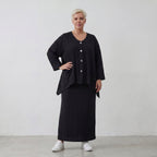 Eleganter Maxirock aus Jersey in klassischem Schwarz mit Saumschlitz und elastischem Bund