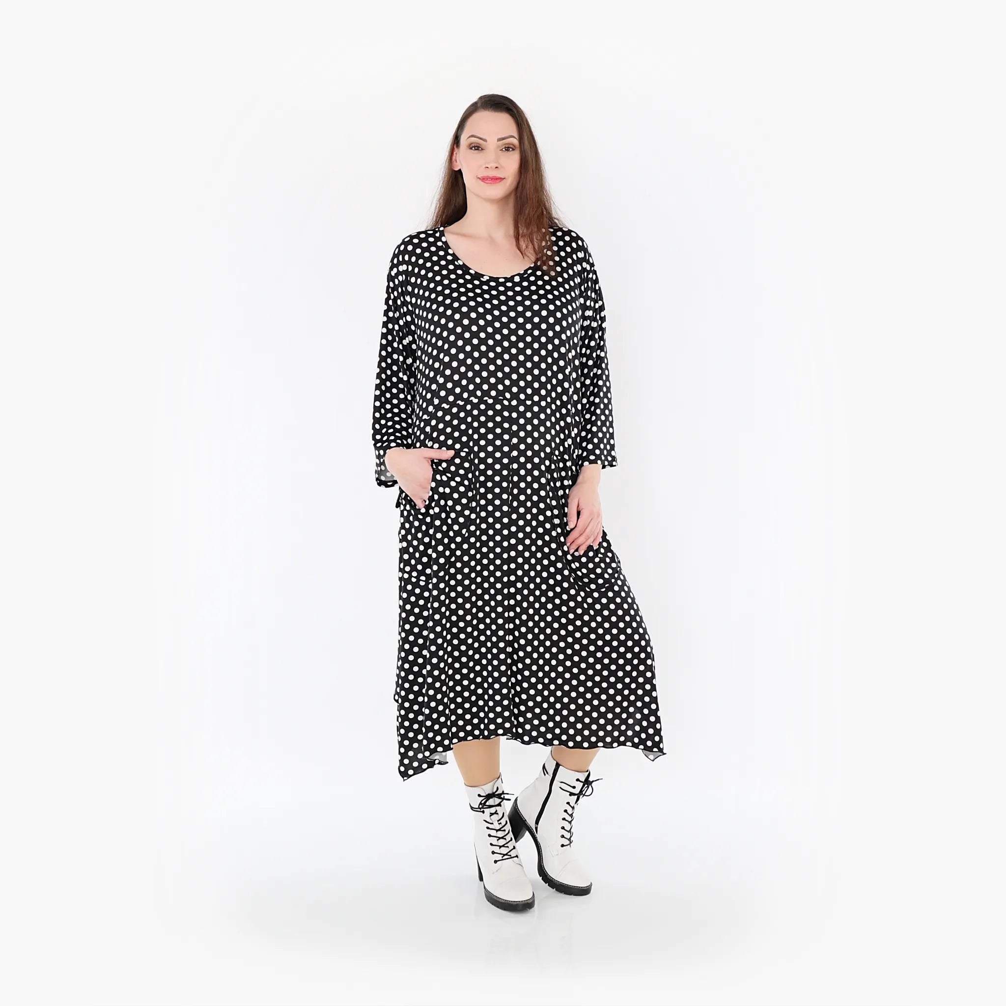  Ballonkleid von AKH Fashion aus Materialmix, 1289.06025, Schwarz/Weiß, Schick, Modern