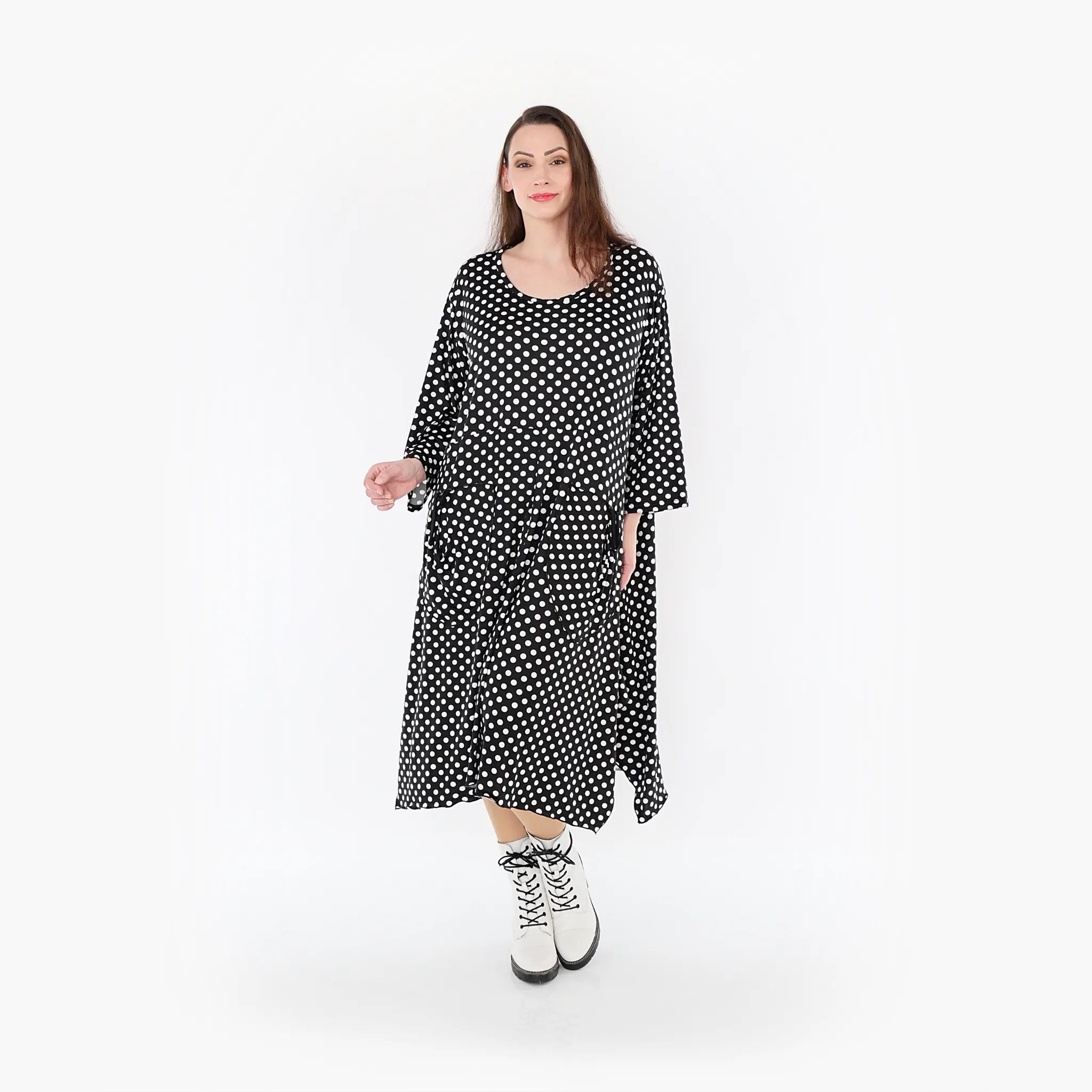  Ballonkleid von AKH Fashion aus Materialmix, 1289.06025, Schwarz/Weiß, Schick, Modern