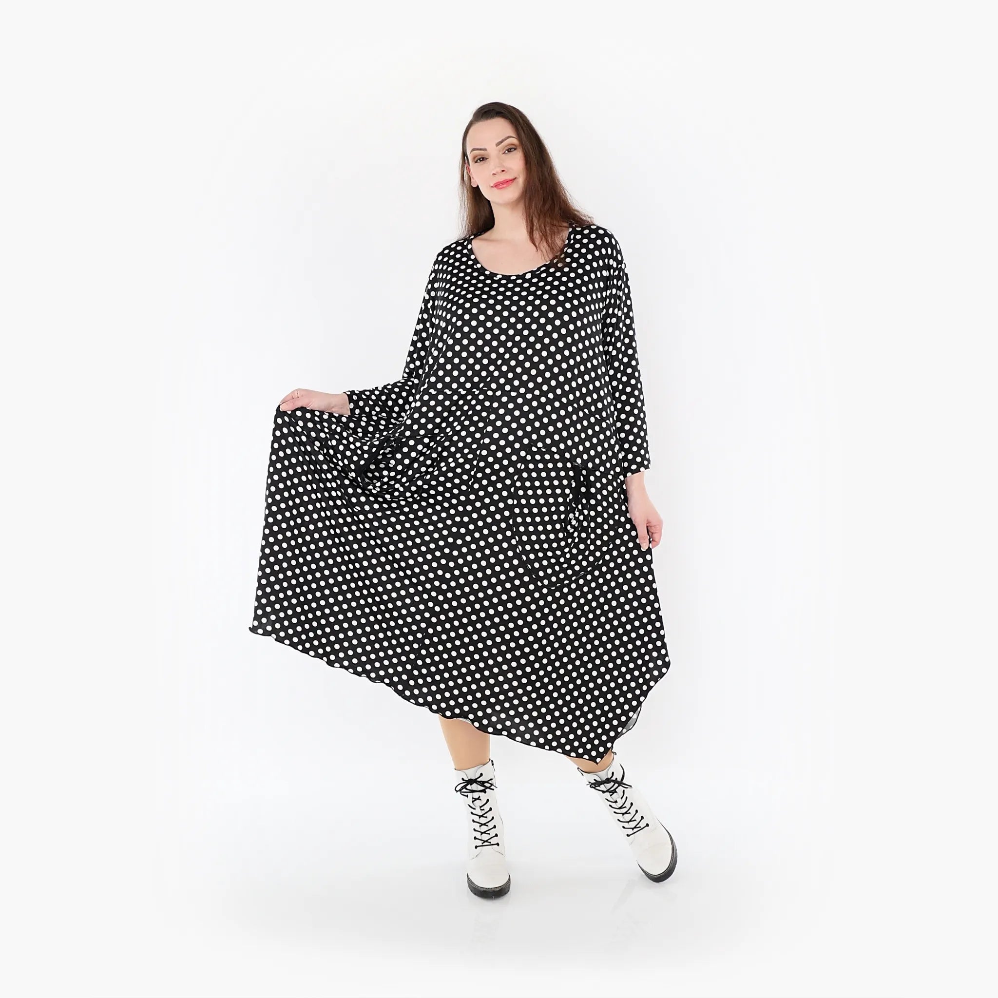  Ballonkleid von AKH Fashion aus Materialmix, 1289.06025, Schwarz/Weiß, Schick, Modern