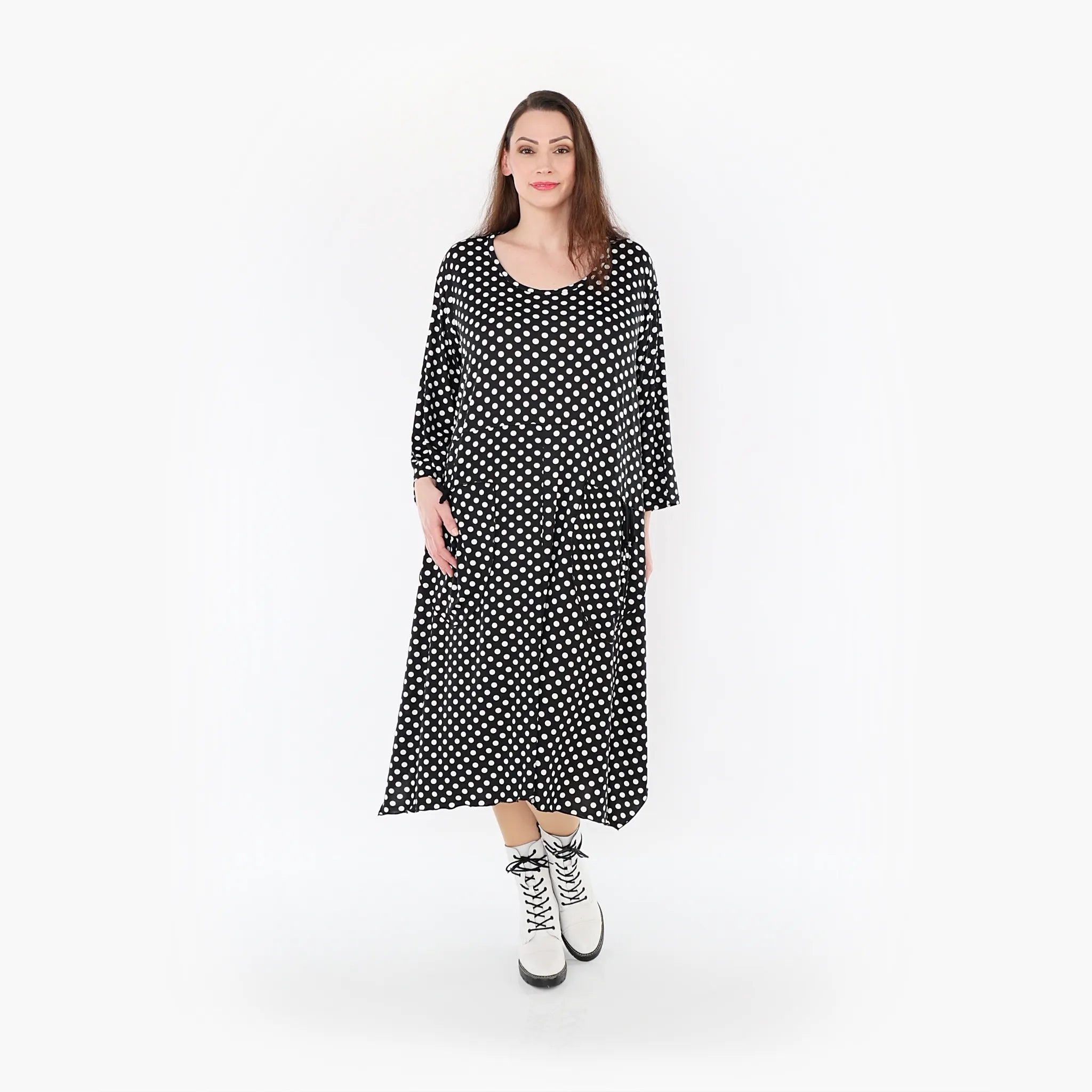  Ballonkleid von AKH Fashion aus Materialmix, 1289.06025, Schwarz/Weiß, Schick, Modern