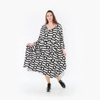  Ballonkleid von AKH Fashion aus Materialmix, 1314.06025, Weiß/Schwarz, Kariert, Schick