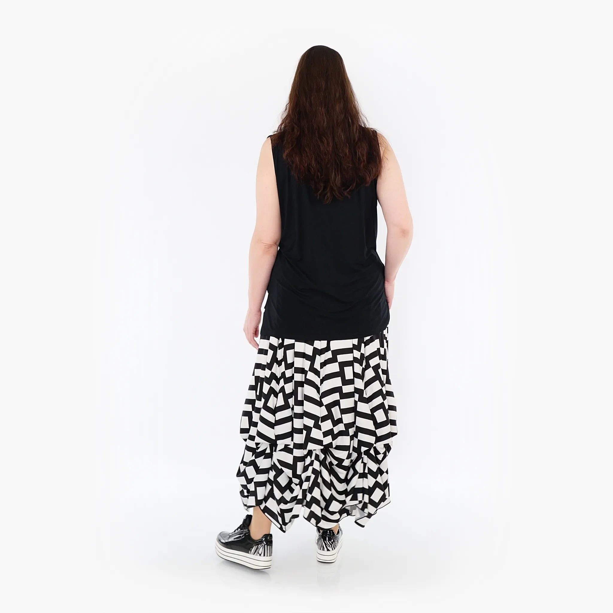  Ballonrock von AKH Fashion aus Materialmix, 1314.07559, Weiß/Schwarz, Kariert, Schick